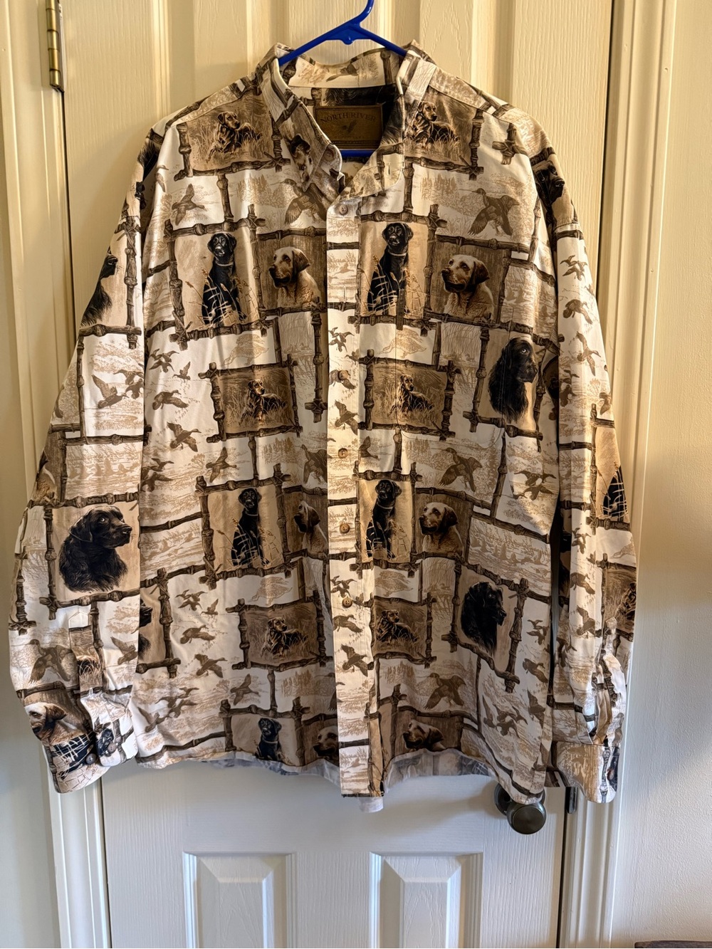 North River Men's Duck Hunting/Dog Button Up Shirt Size XXL